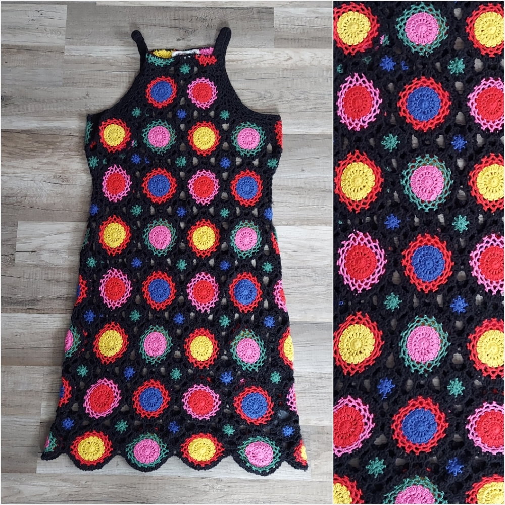 H&M Coachella Collection Multicolored Crochet Dress Medium